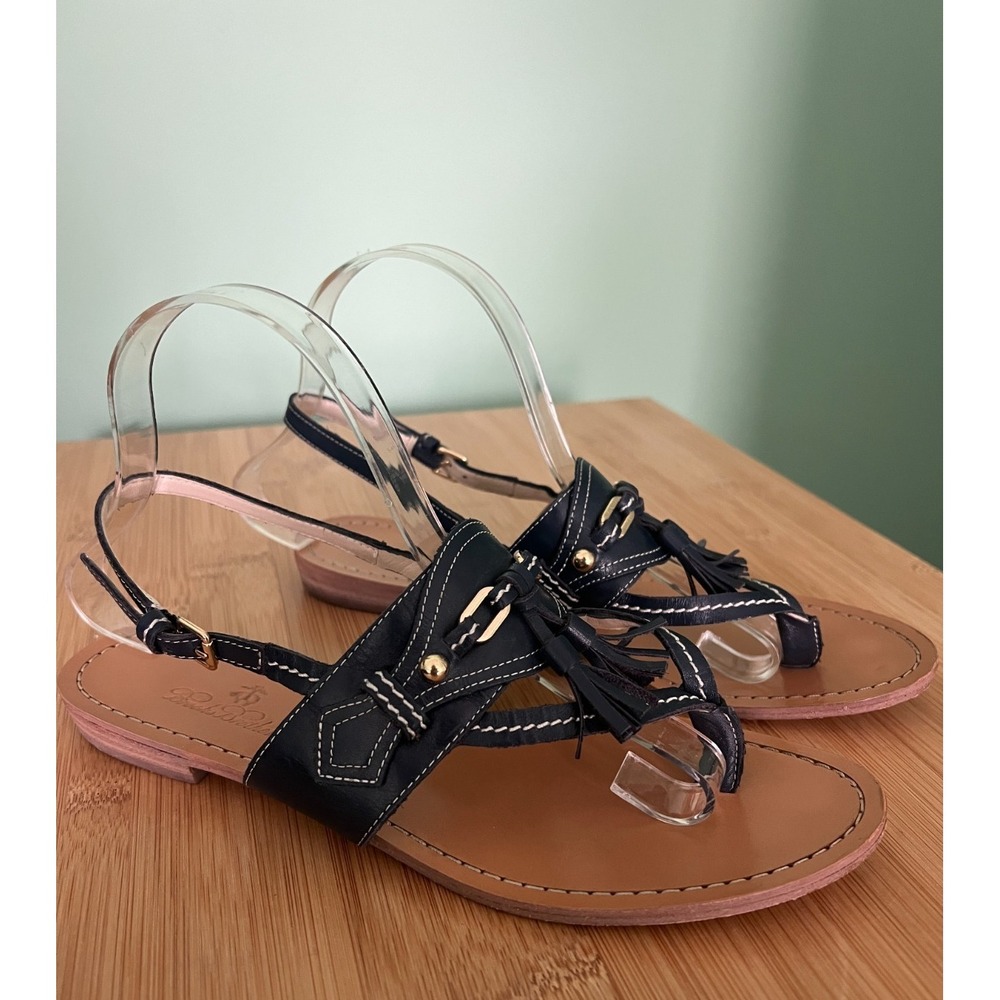 Brooks Brothers Womens Sandal Blue Leather Tassel Preppy Size 9